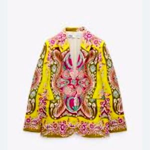 Brand new Zara printed linen blazer
